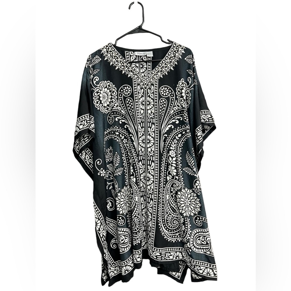 Sante Classics Black Paisley Caftan Cover Up Size one size fits all